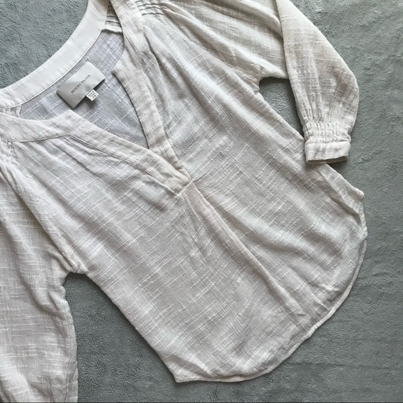 Brochu Walker Tops - Brochu Walker Gauzy Split Neck Lightweight Popover Top Salt White Ivory XS